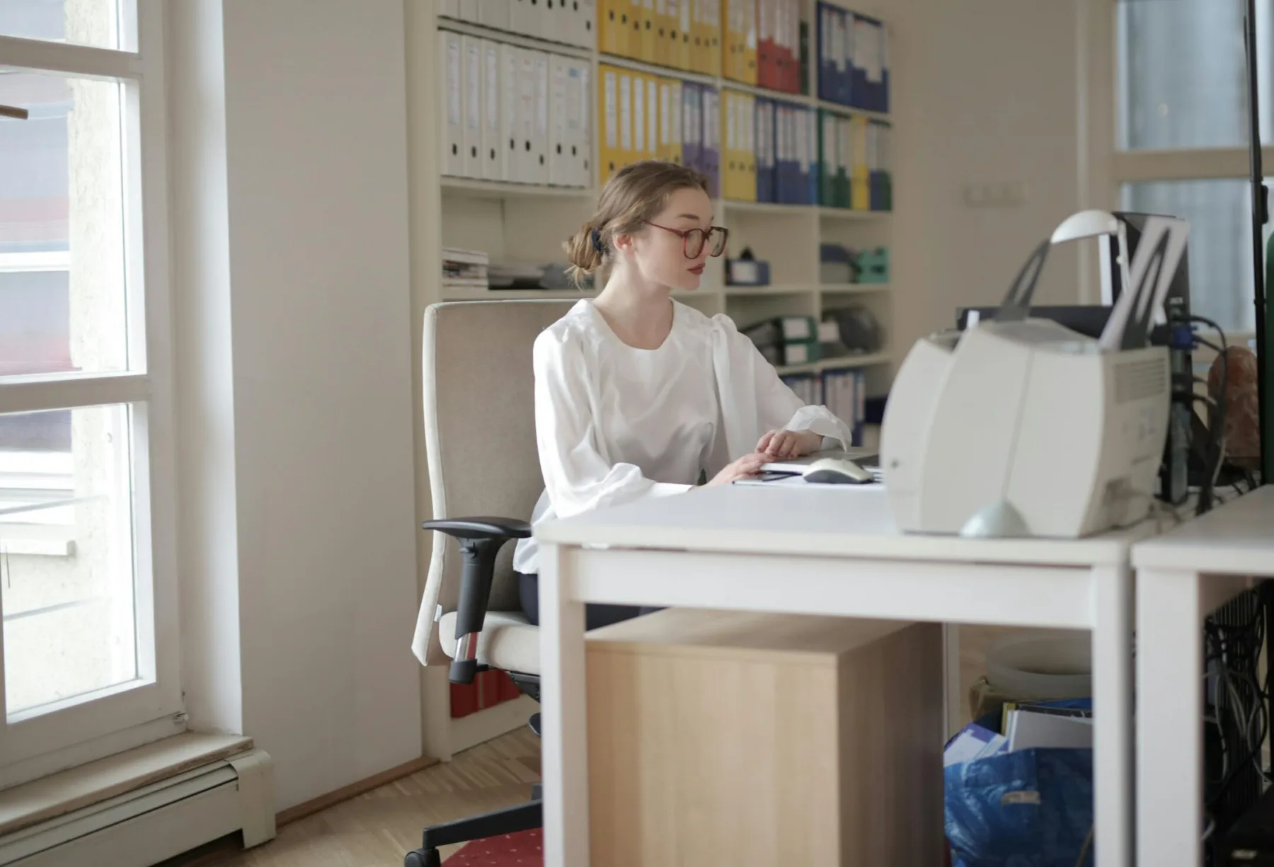 woman working at a computer