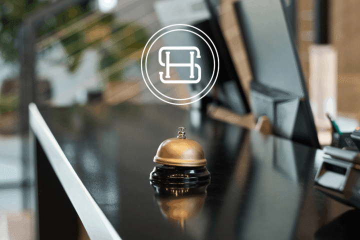 Scarlett Hotel Group front desk bell in hotel lobby