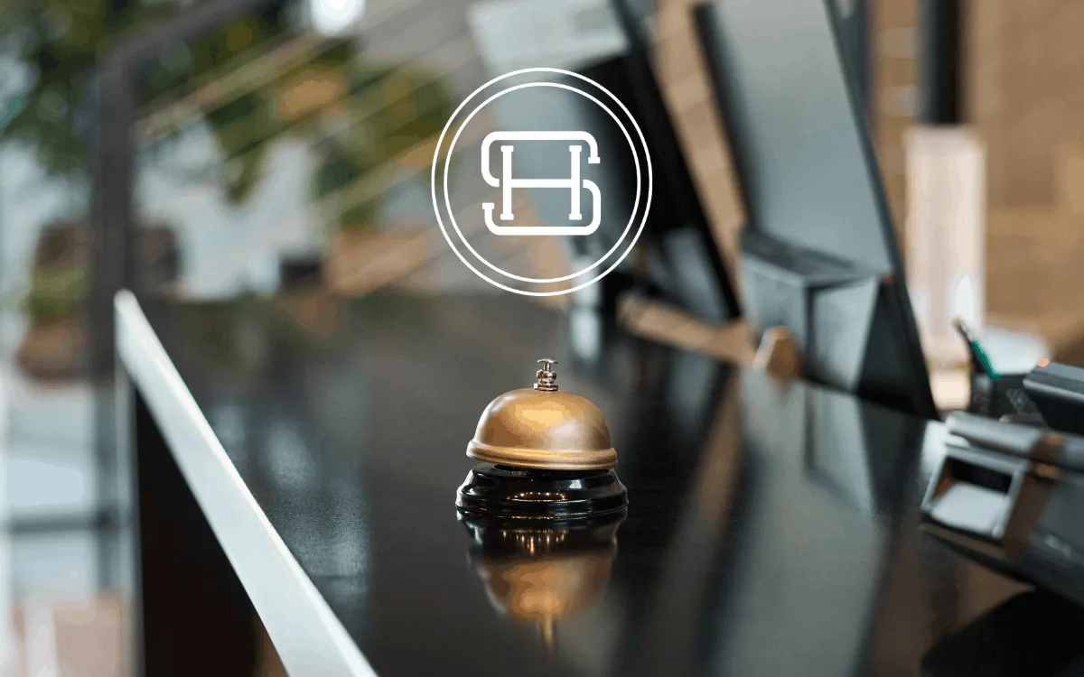 Scarlett Hotel Group front desk bell in hotel lobby