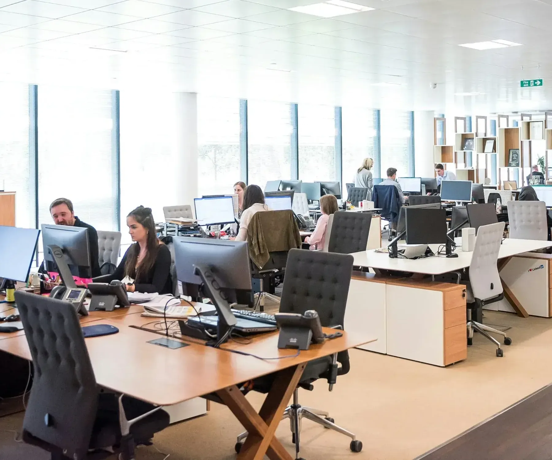 people working in open concept office
